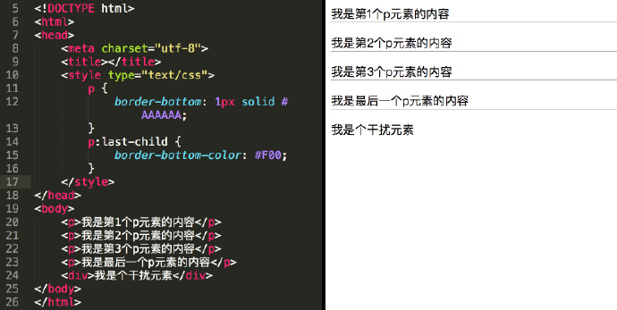 :last-child代码运行图 :last-child代码运行图
